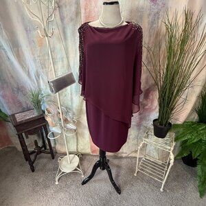 📌Dj-Jaz Special Occasion Chiffon Capelet Cold Shoulder Figure-Hugging Dress